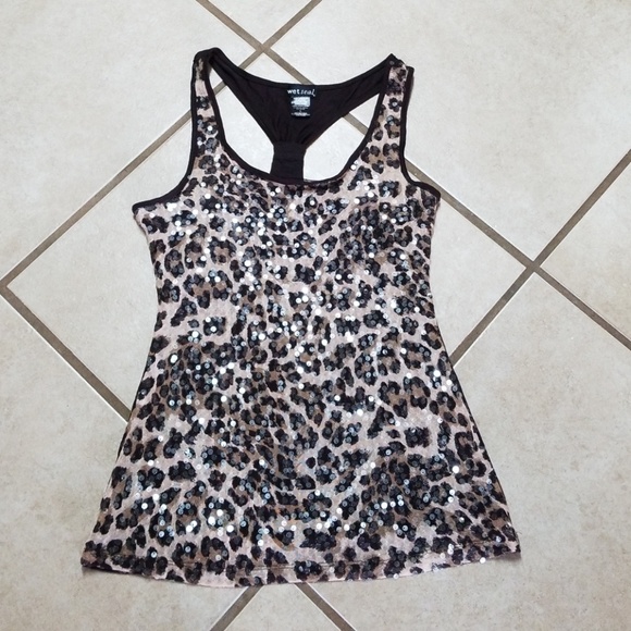 Wet Seal Tops - Size LG Animal Print Sparkley Racerback Tank